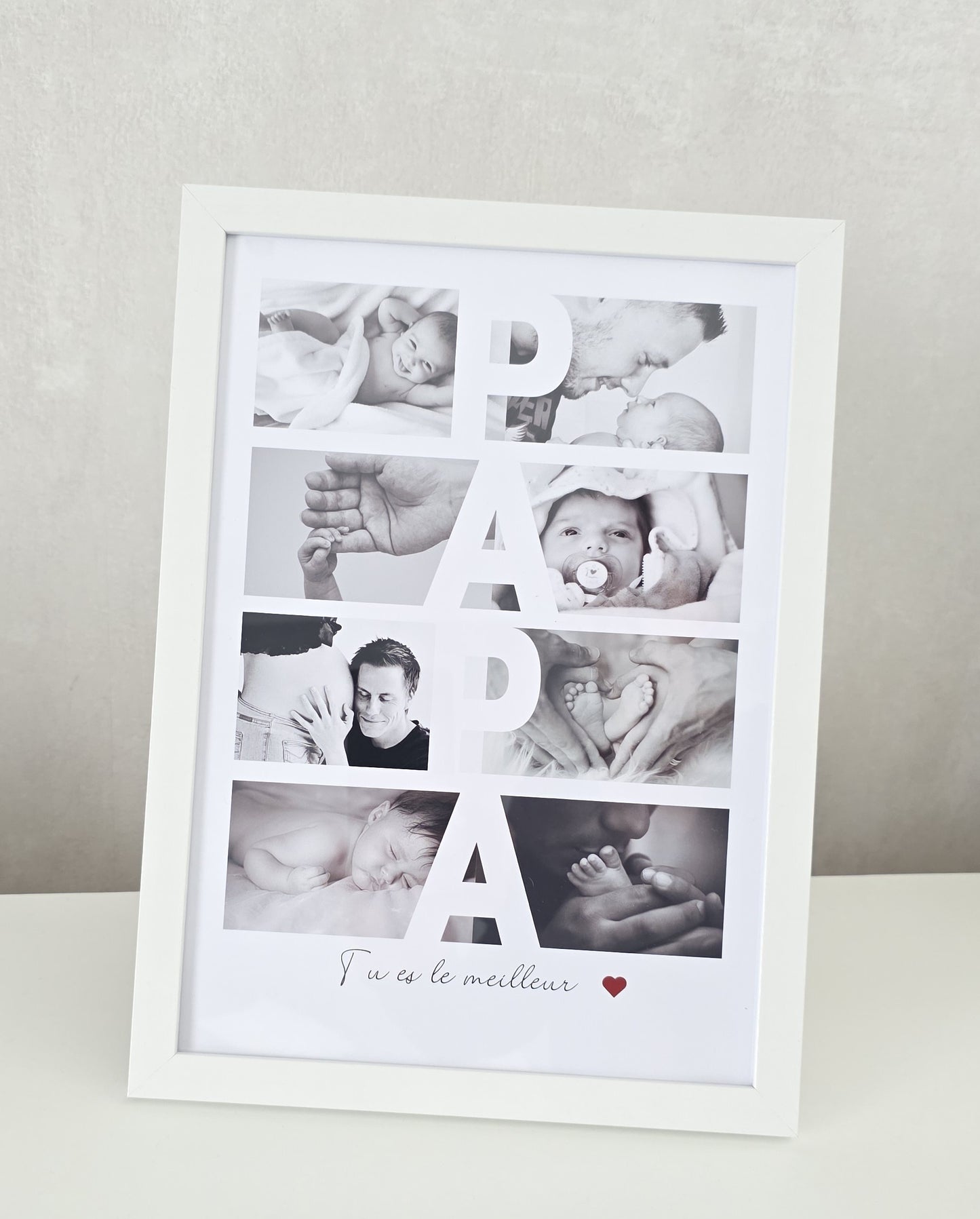 Cadre photo personnalisé - PAPA - Cadeau fête des pères avec photos et prénom