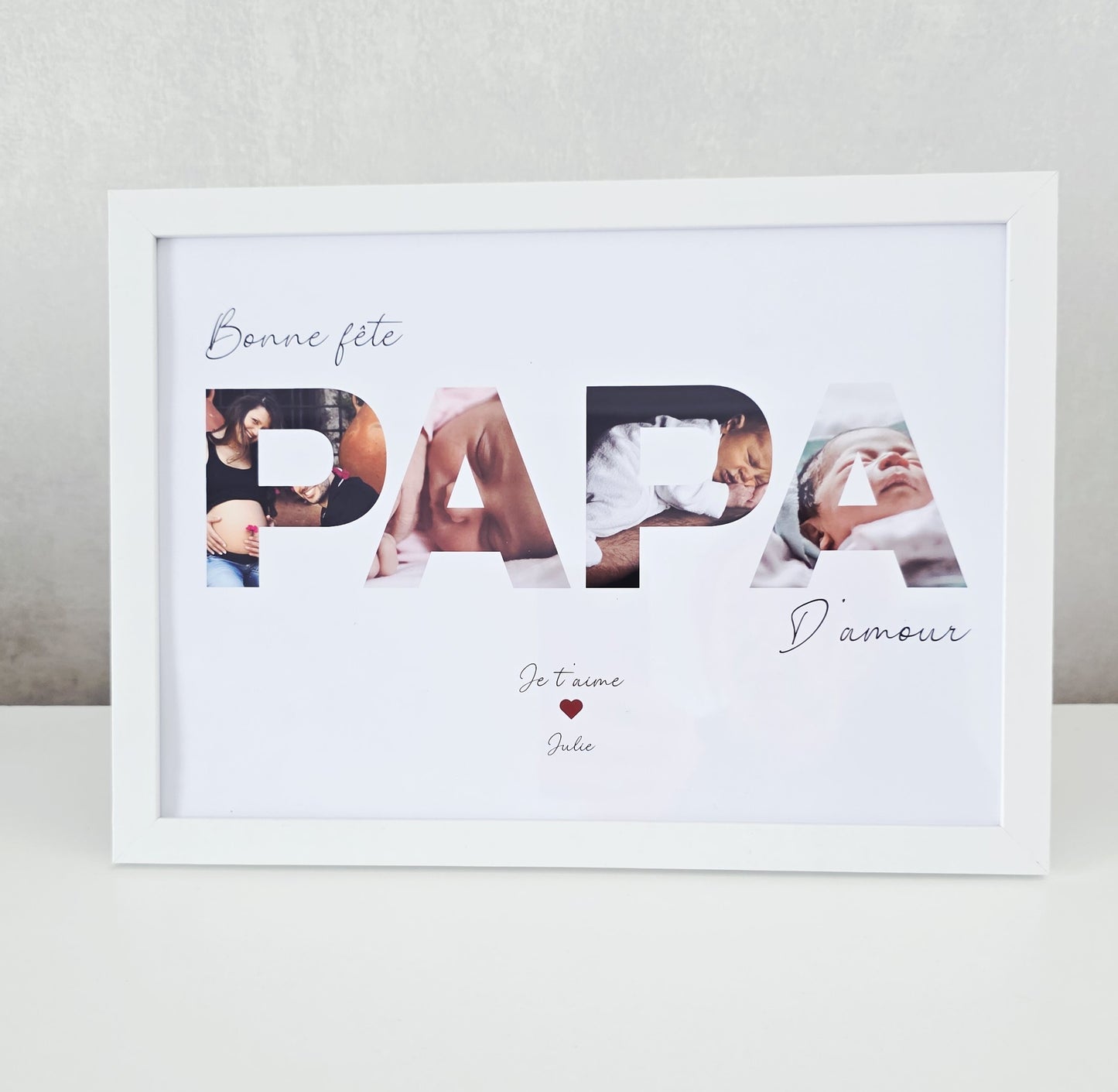 Cadre photo personnalisé - PAPA - Cadeau fête des pères avec photos et prénom