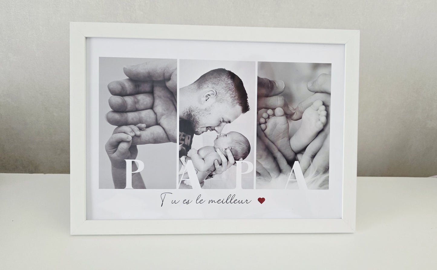 Cadre photo personnalisé - PAPA - Cadeau fête des pères avec photos et prénom