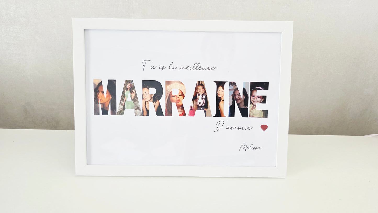 Cadre photo personnalisé MARRAINE – Cadeau émouvant et unique à offrir