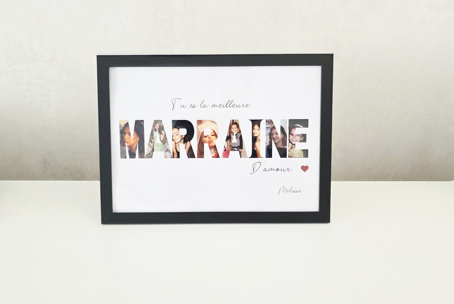 Cadre photo personnalisé MARRAINE – Cadeau émouvant et unique à offrir