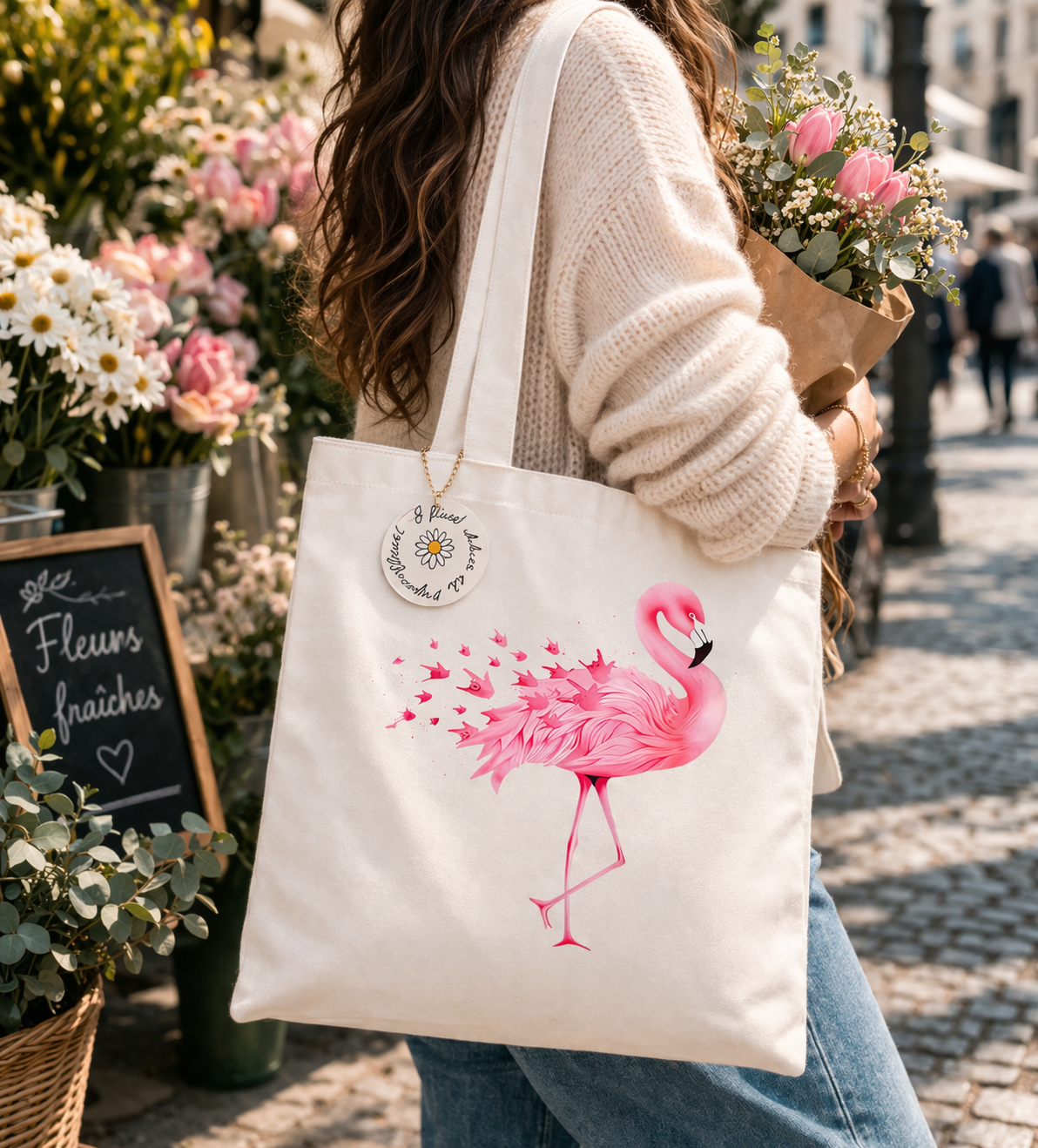 Tote bag personnalisé – Sac tissu imprimé – Motifs animaux, fleurs & nature