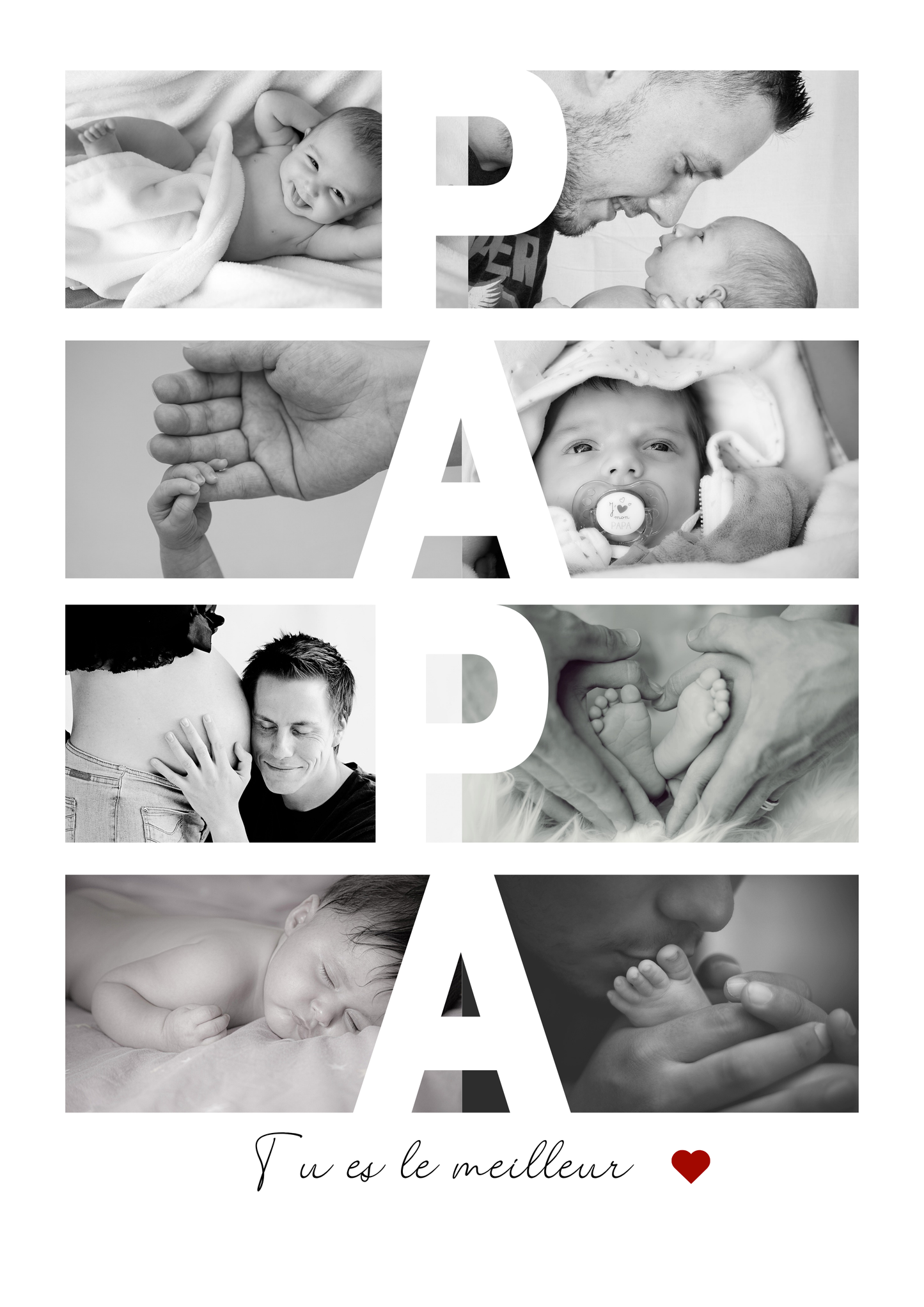 Cadre photo personnalisé - PAPA - Cadeau fête des pères avec photos et prénom