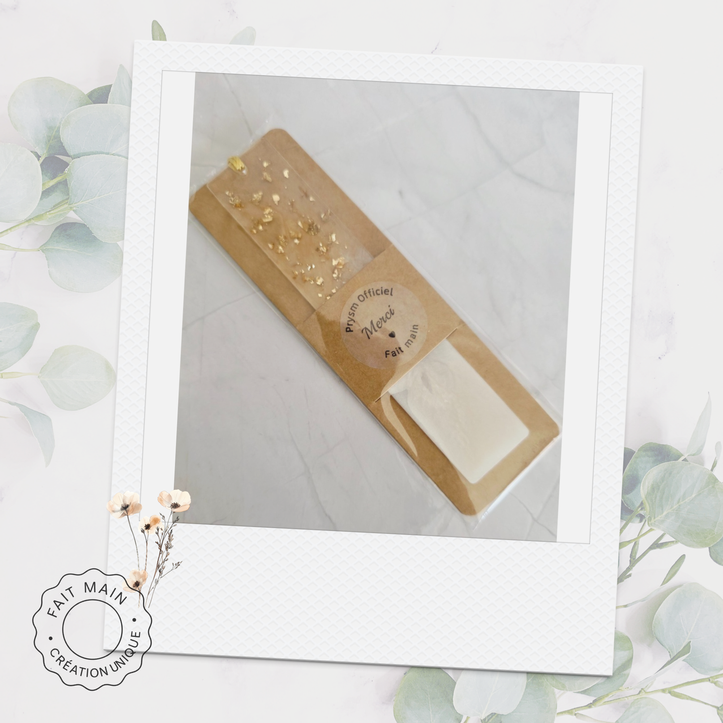 Marque-page chic nacré & or– Bijou de livre en résine - Personnalisable