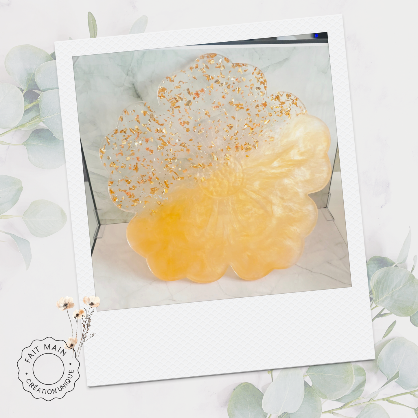 Plat décoratif effet fleur en résine – Multi-usages