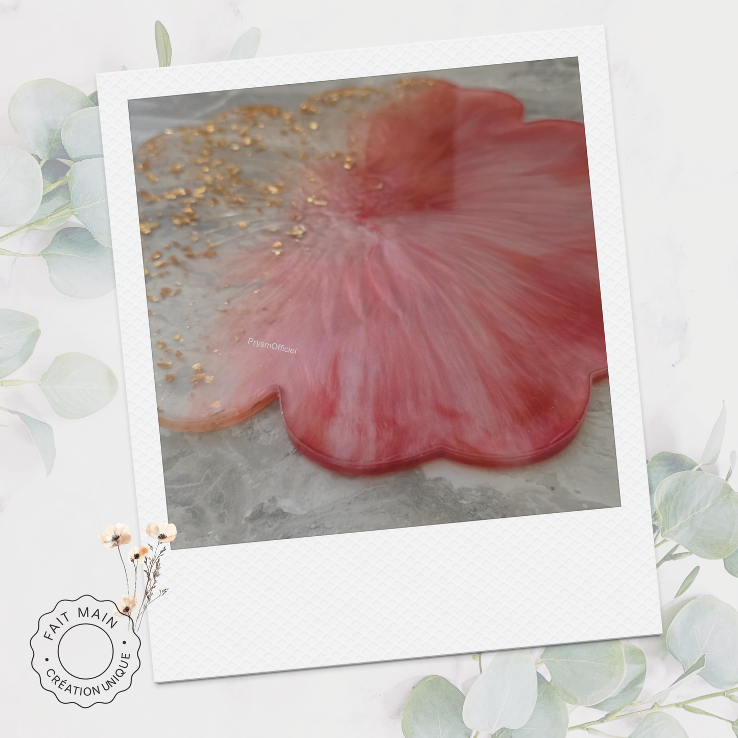 Plat décoratif effet fleur en résine – Multi-usages