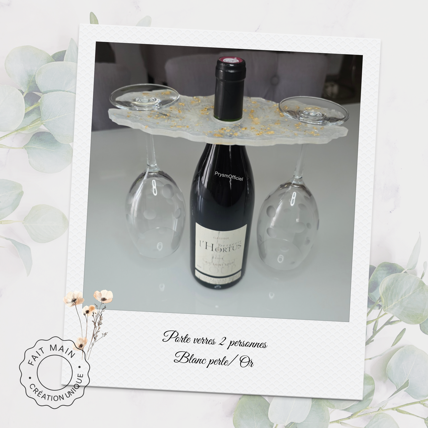 Support à verres artisanal pour couple – Création fait main pour apéro à deux