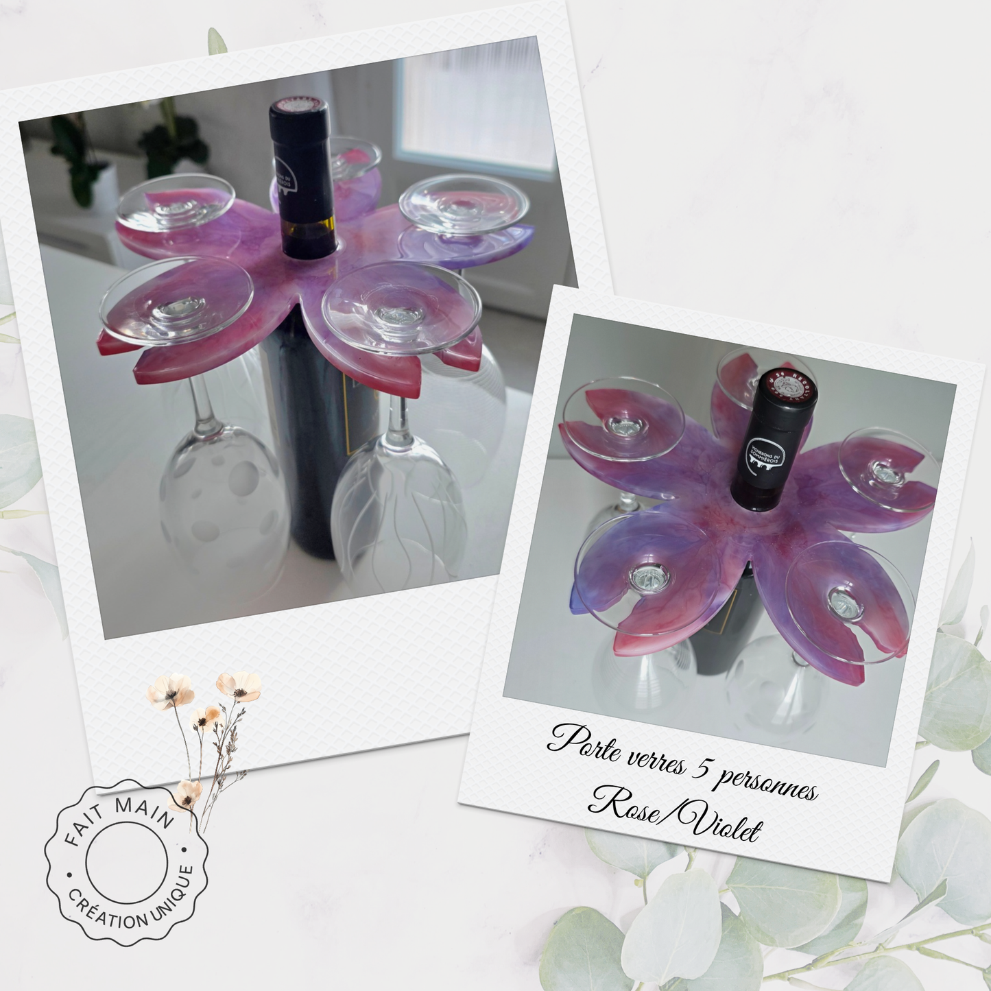 Support à verres pour bouteille – Création artisanale pour apéritif convivial