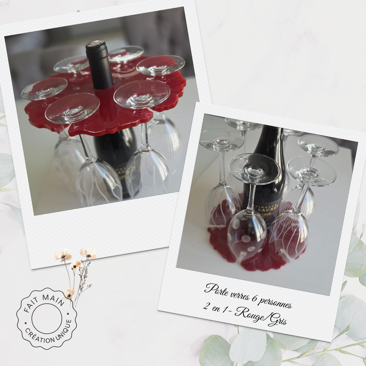 Support à verres artisanal pour 6 verres – Création fait main pour apéritif convivial