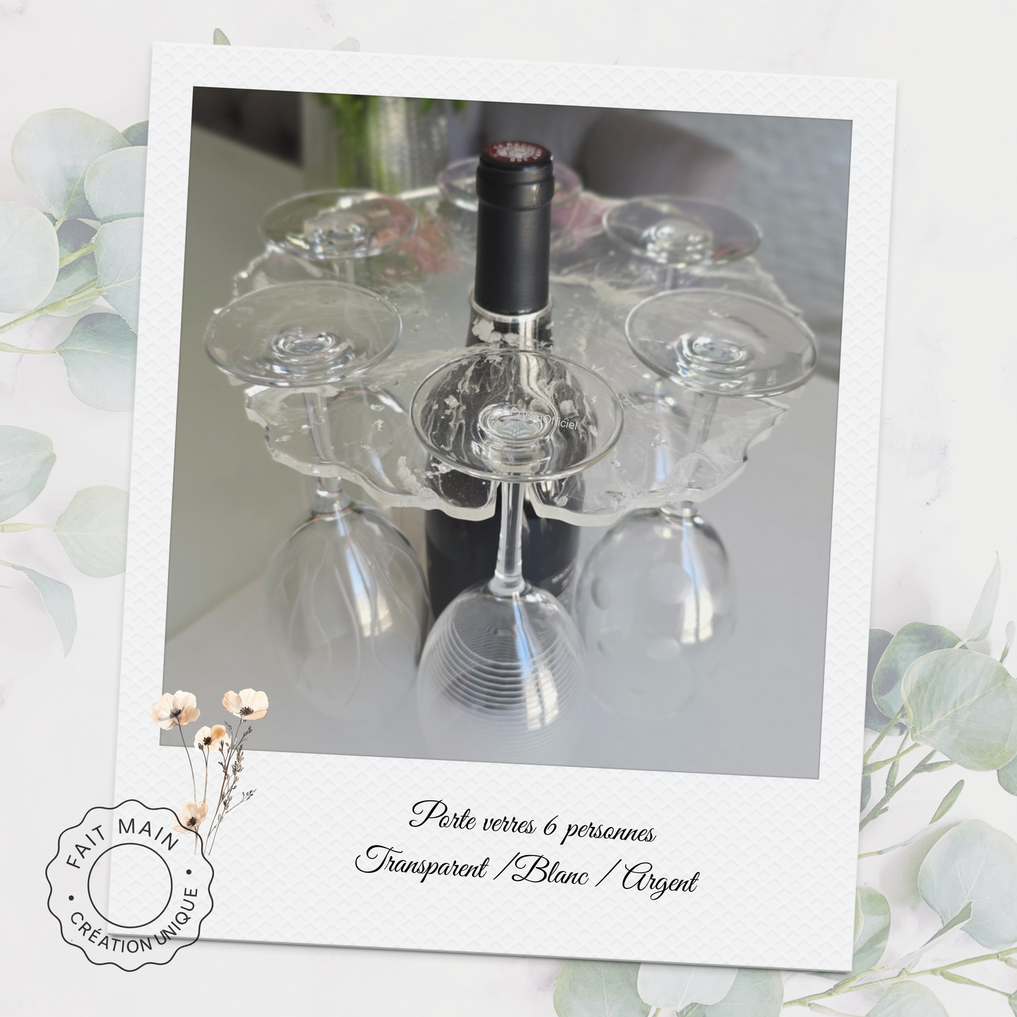Support à verres artisanal pour 6 verres – Création fait main pour apéritif convivial