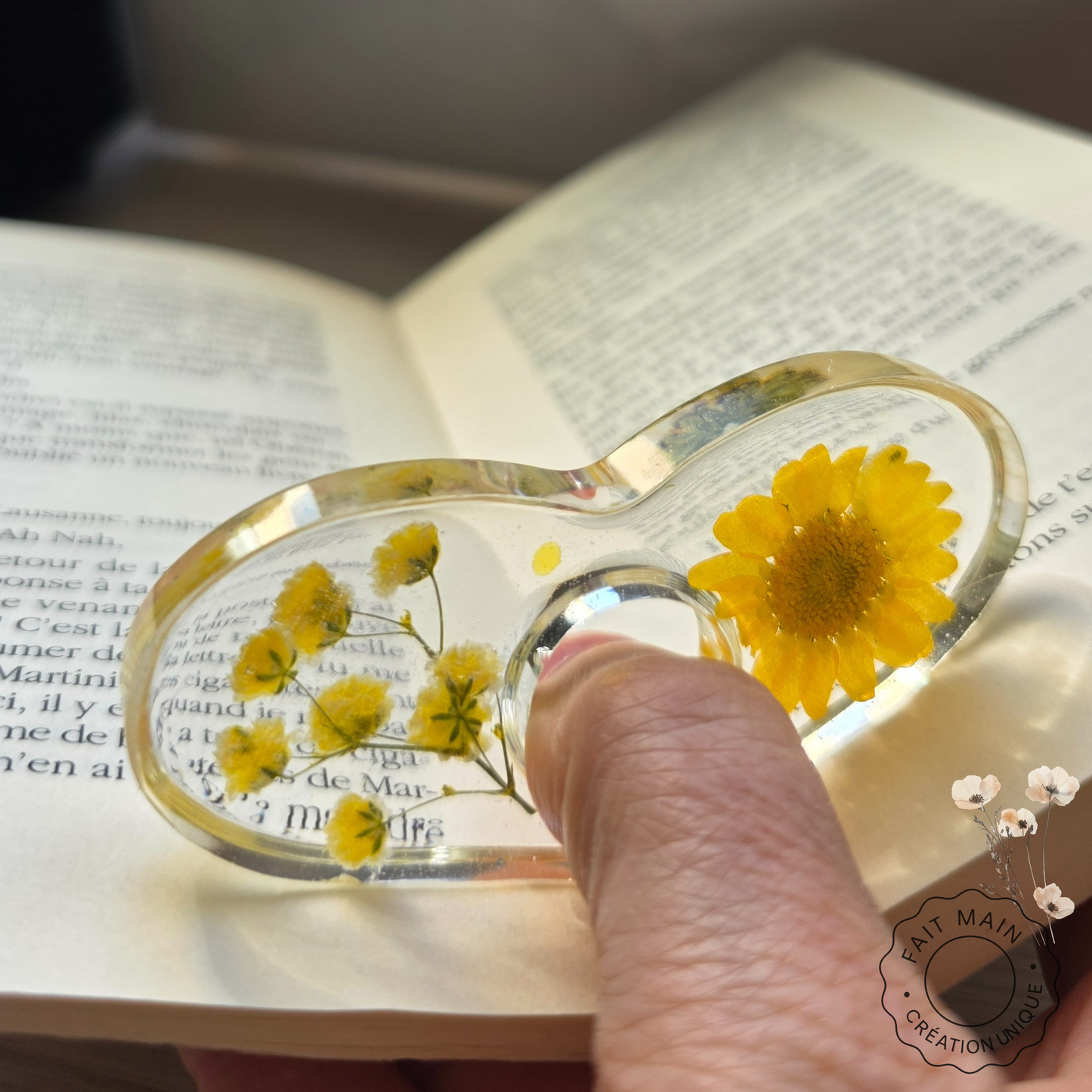 Ensemble bijoux lecture – Marque-page fleuri + Bague de lecture assortie