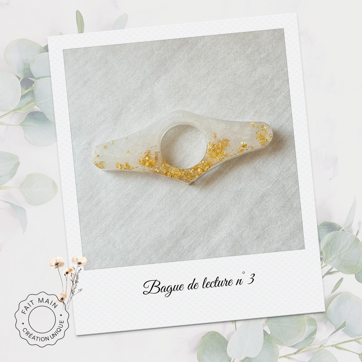 Bague de lecture collection pailleté or – Accessoire unique pour lecteur – Fait main