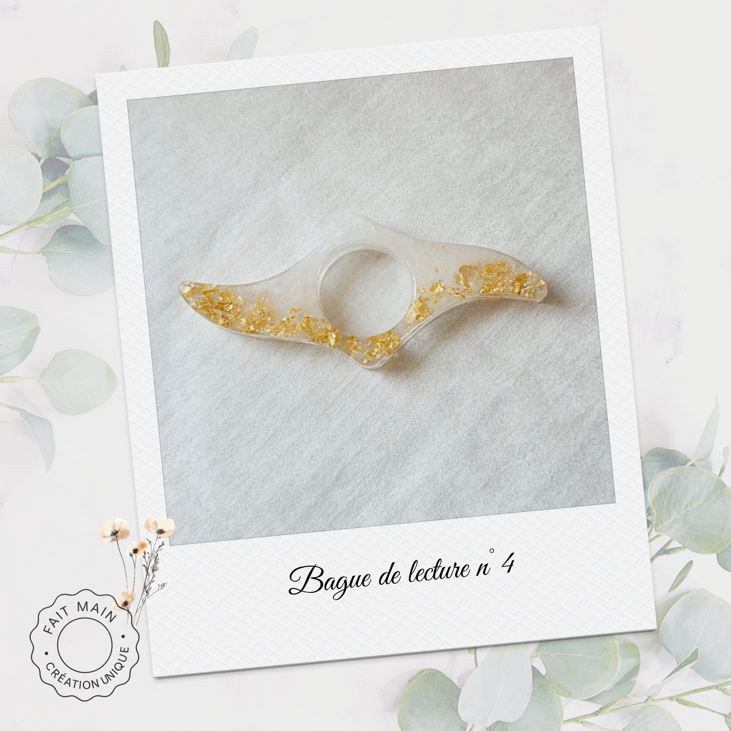 Bague de lecture collection pailleté or – Accessoire unique pour lecteur – Fait main