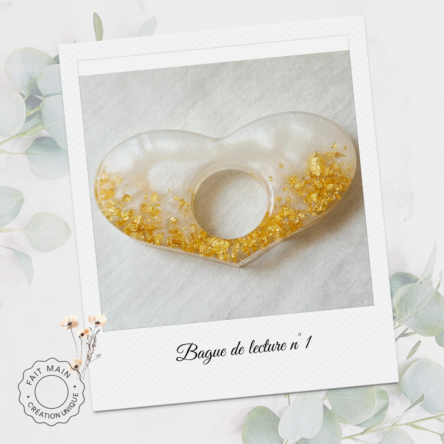 Bague de lecture collection pailleté or – Accessoire unique pour lecteur – Fait main