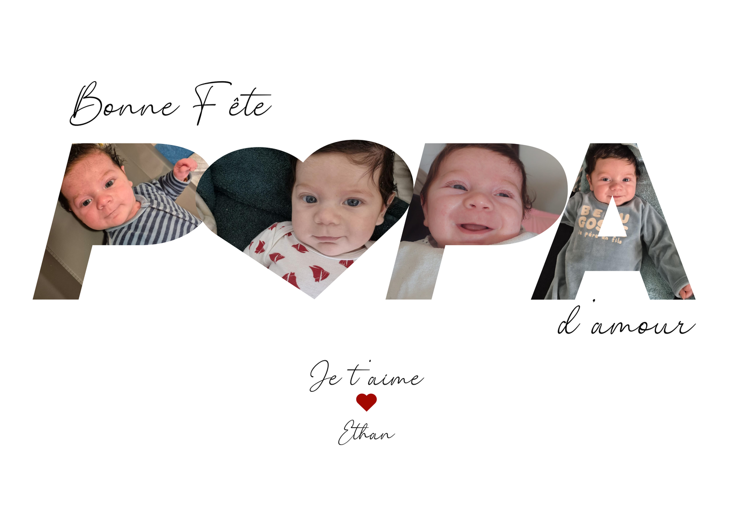 Cadre photo personnalisé - PAPA - Cadeau fête des pères avec photos et prénom