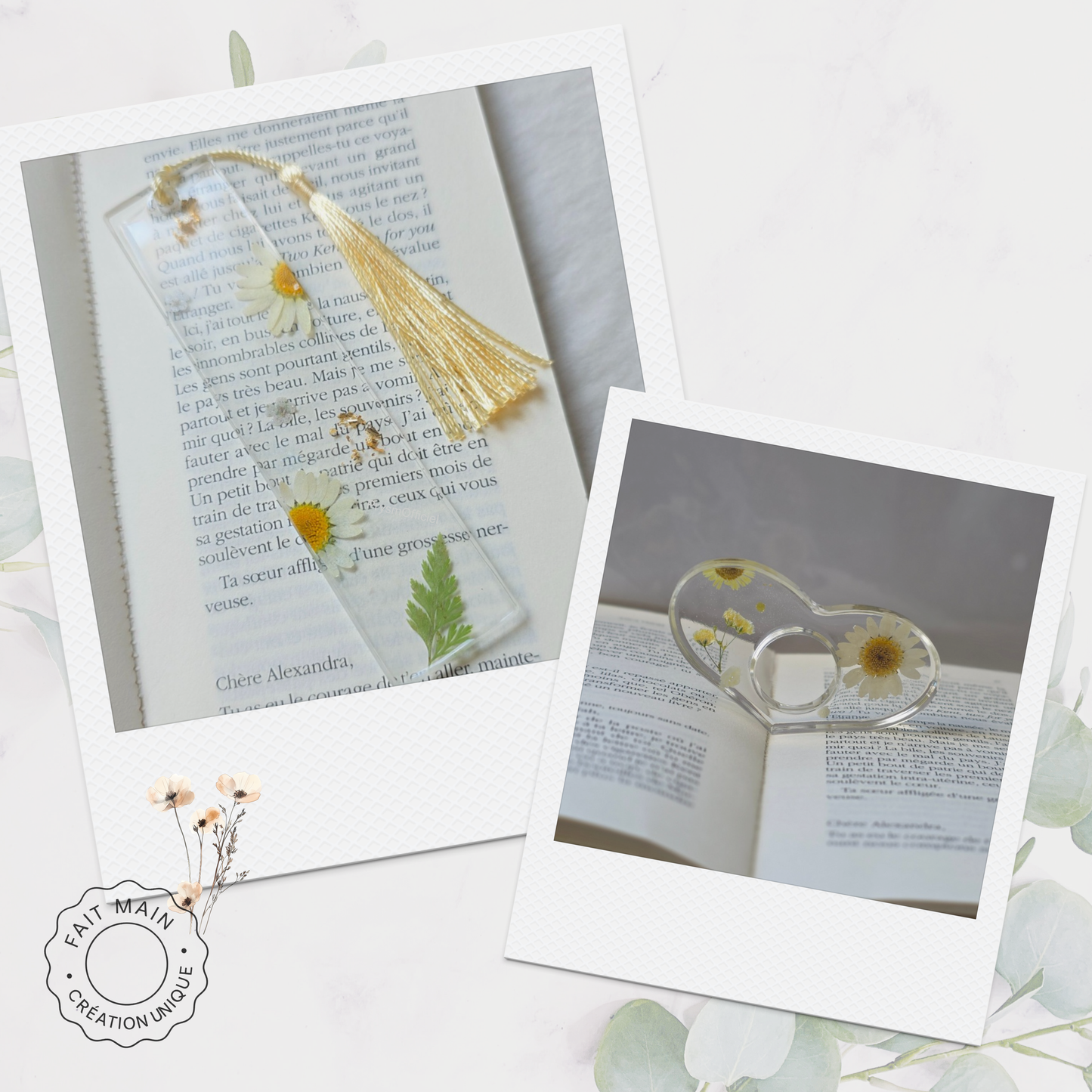 Ensemble bijoux lecture – Marque-page fleuri + Bague de lecture assortie