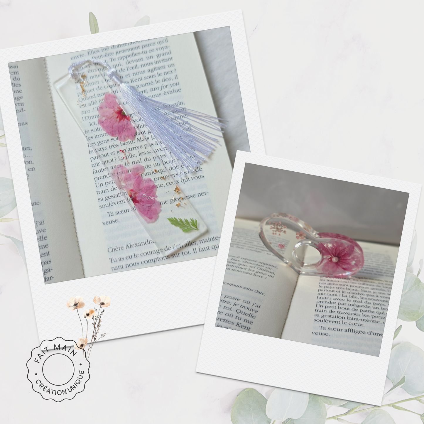 Ensemble bijoux lecture – Marque-page fleuri + Bague de lecture assortie