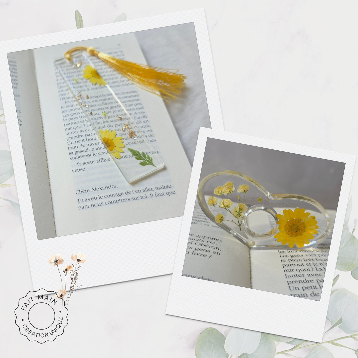 Ensemble bijoux lecture – Marque-page fleuri + Bague de lecture assortie