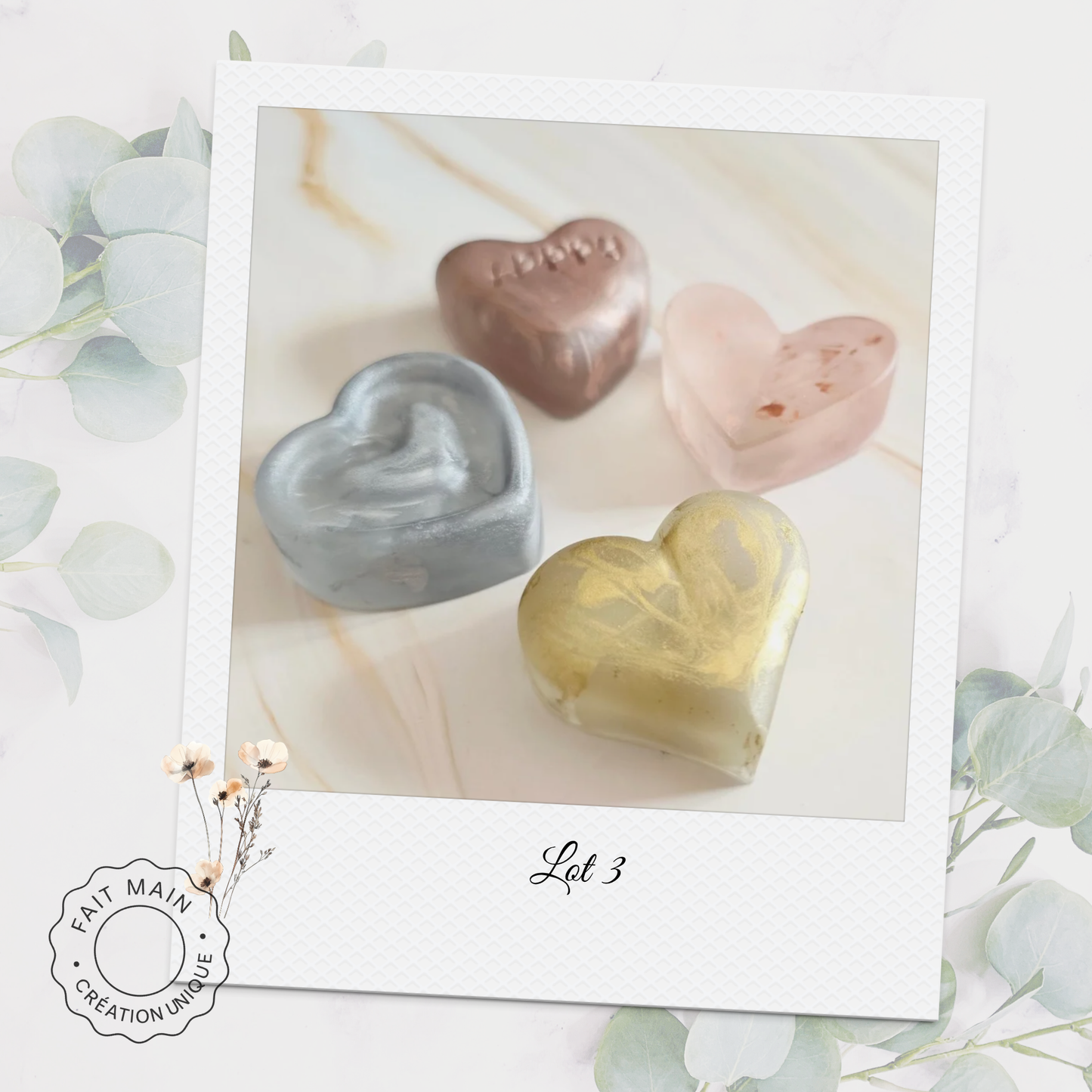 Lot de 4 magnets cœurs – Collection “Tendre Romance”