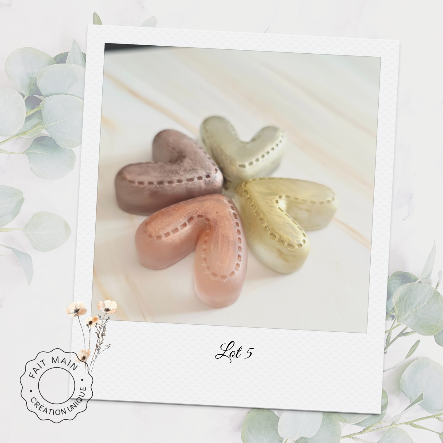 Lot de 4 magnets cœurs – Collection “Tendre Romance”