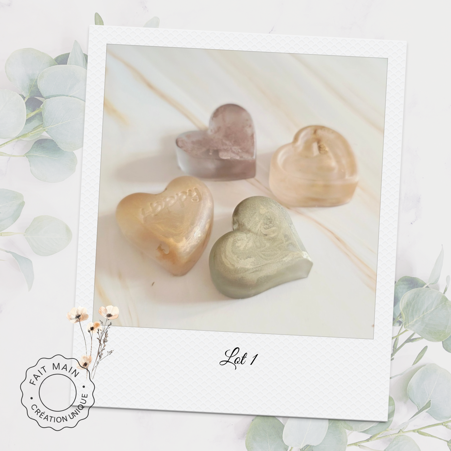 Lot de 4 magnets cœurs – Collection “Tendre Romance”