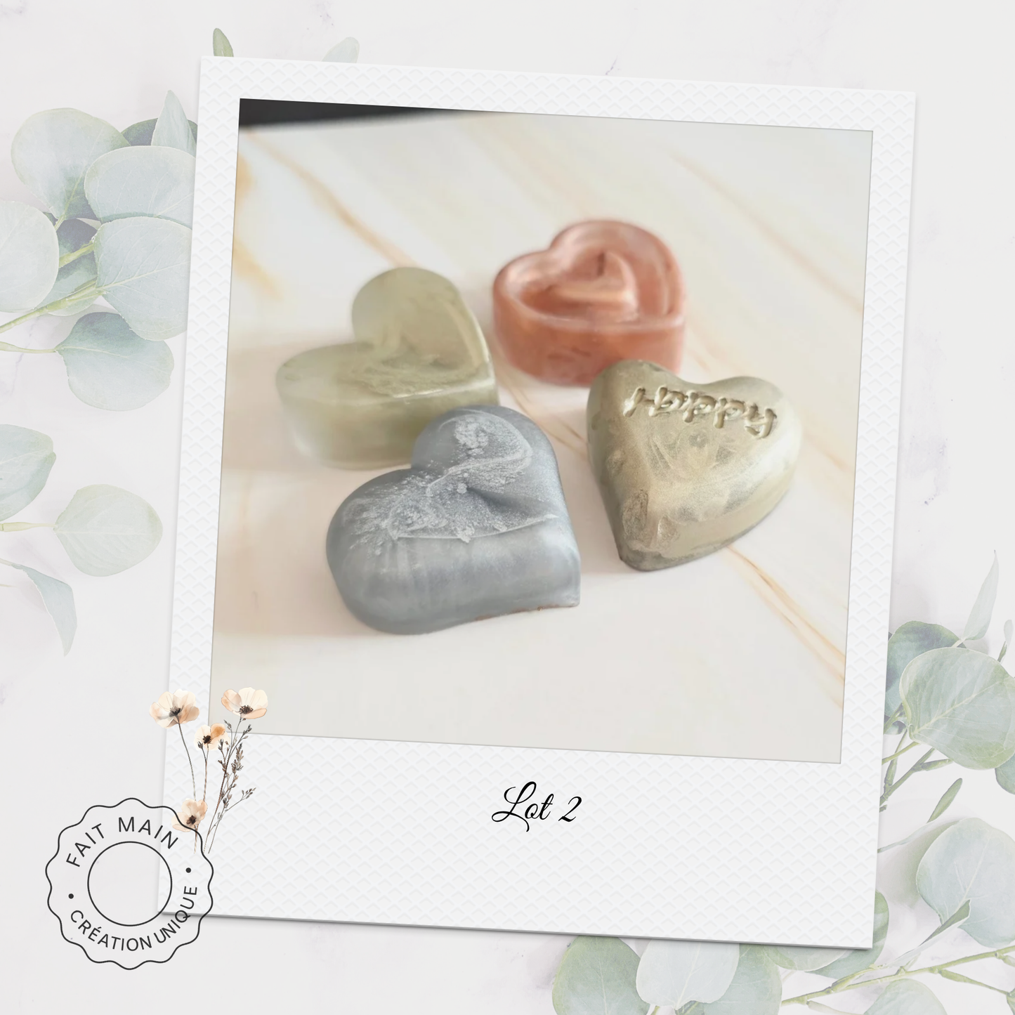 Lot de 4 magnets cœurs – Collection “Tendre Romance”