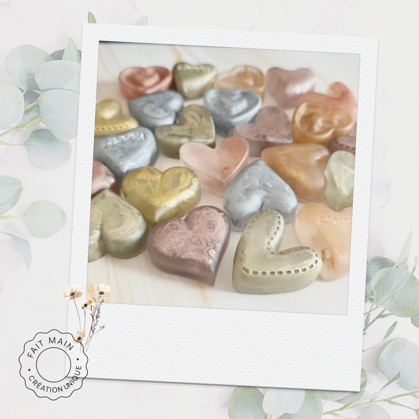 Lot de 4 magnets cœurs – Collection “Tendre Romance”
