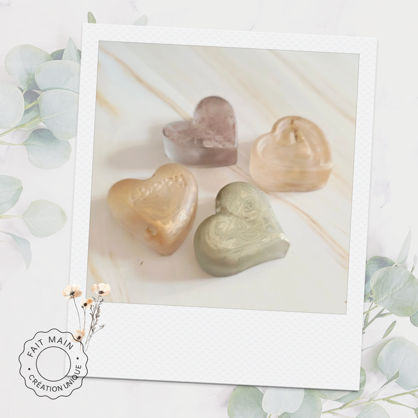 Lot de 4 magnets cœurs – Collection “Tendre Romance”