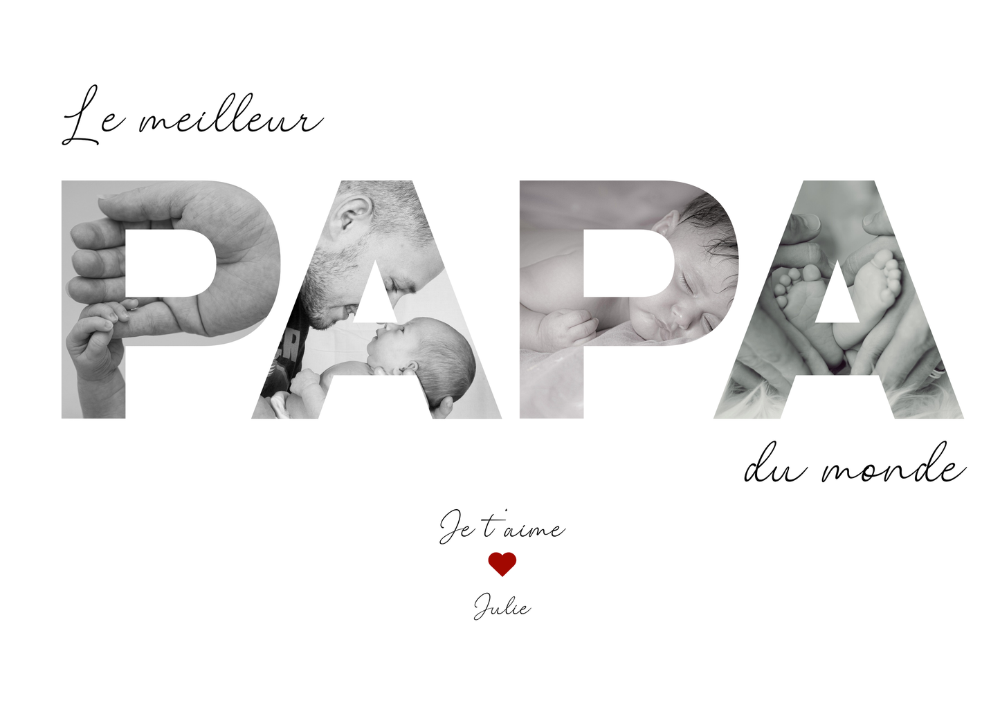 Cadre photo personnalisé - PAPA - Cadeau fête des pères avec photos et prénom