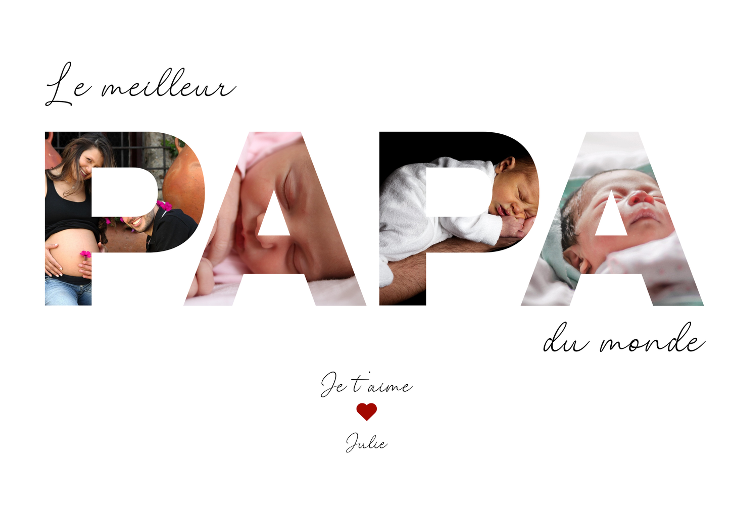 Cadre photo personnalisé - PAPA - Cadeau fête des pères avec photos et prénom