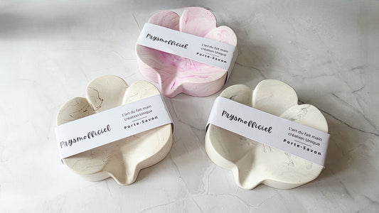 Porte-savon fleuri en matière minérale – Création artisanale