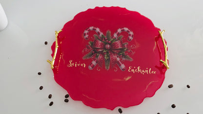 Plateau de service de Noël – Saveurs Enchantées - création unique