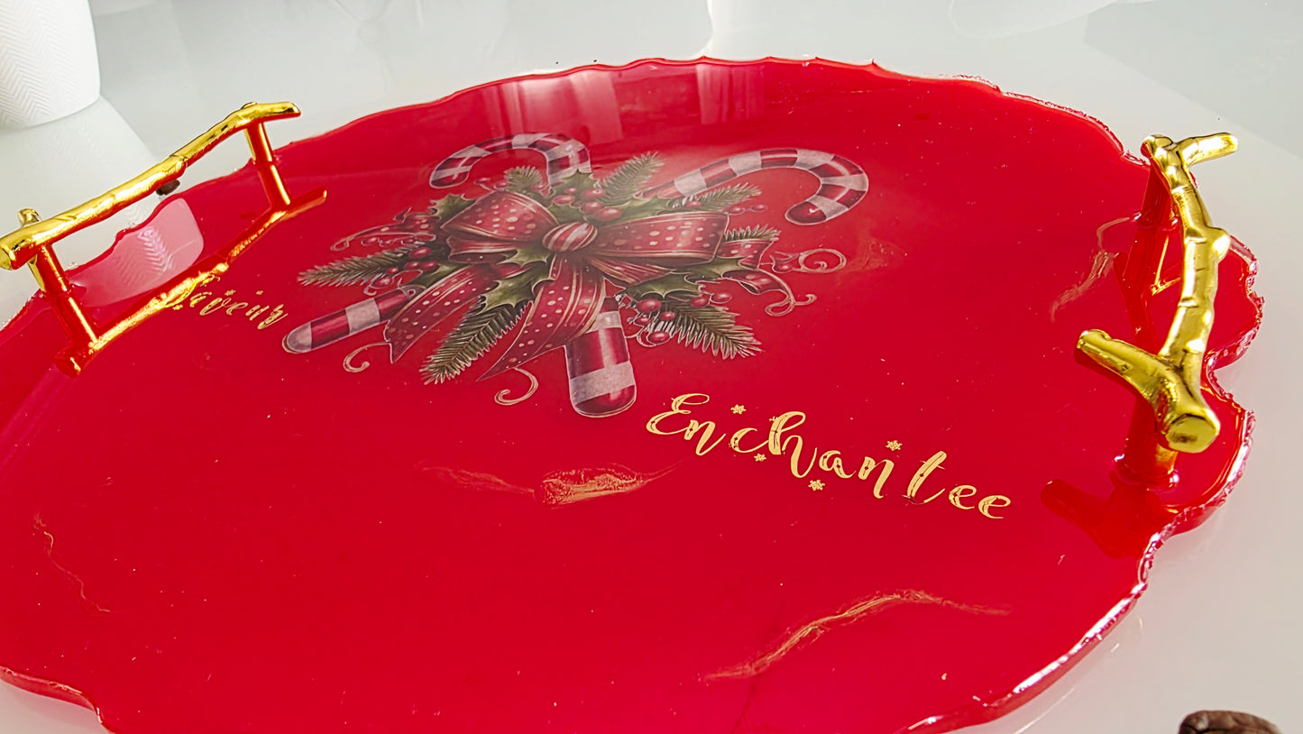 Plateau de service de Noël – Saveurs Enchantées - création unique