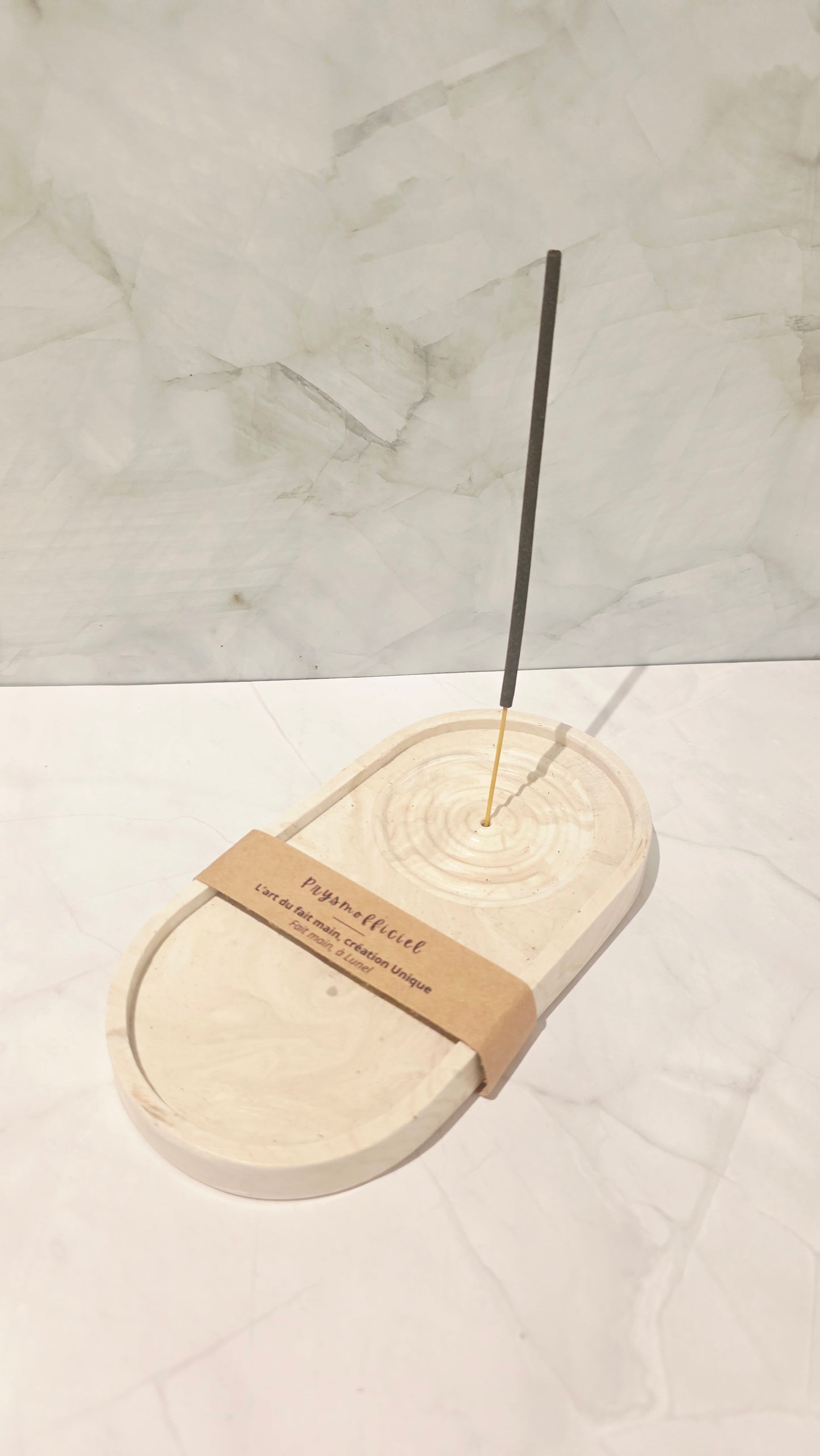 Porte-encens en composite minéral – Élégance naturelle & sérénité artisanale
