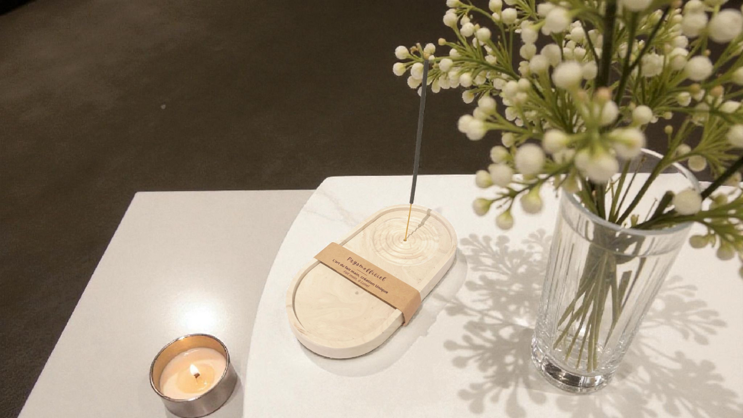 Porte-encens en composite minéral – Élégance naturelle & sérénité artisanale