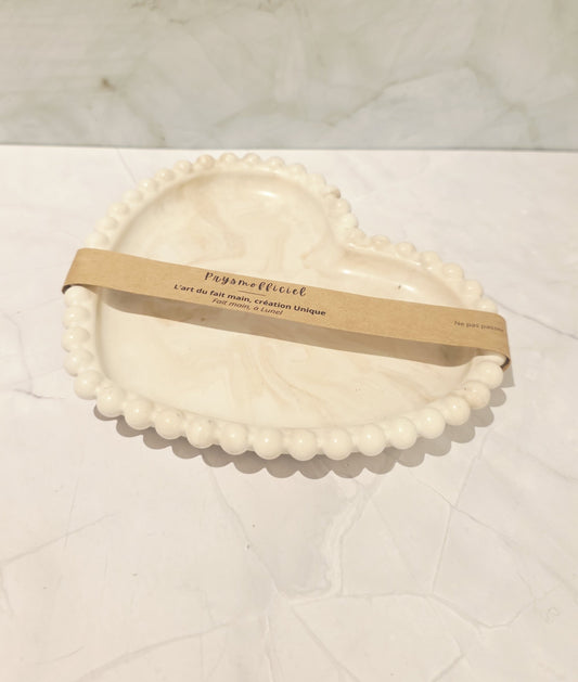 Vide-poche cœur perlé – Élégance douce & création artisanale