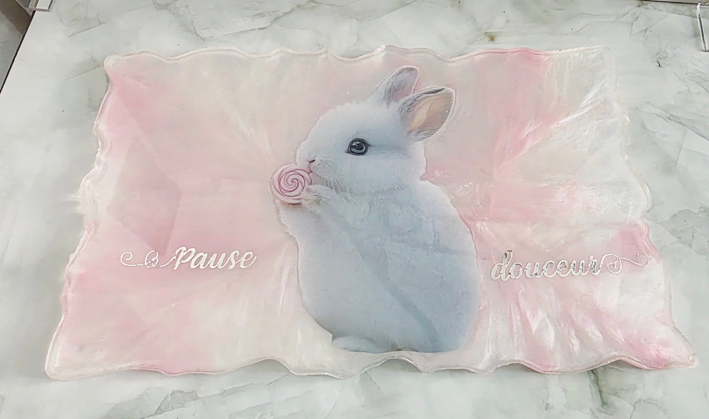 Plateau déco “Pause douceur” – Création artisanale en résine