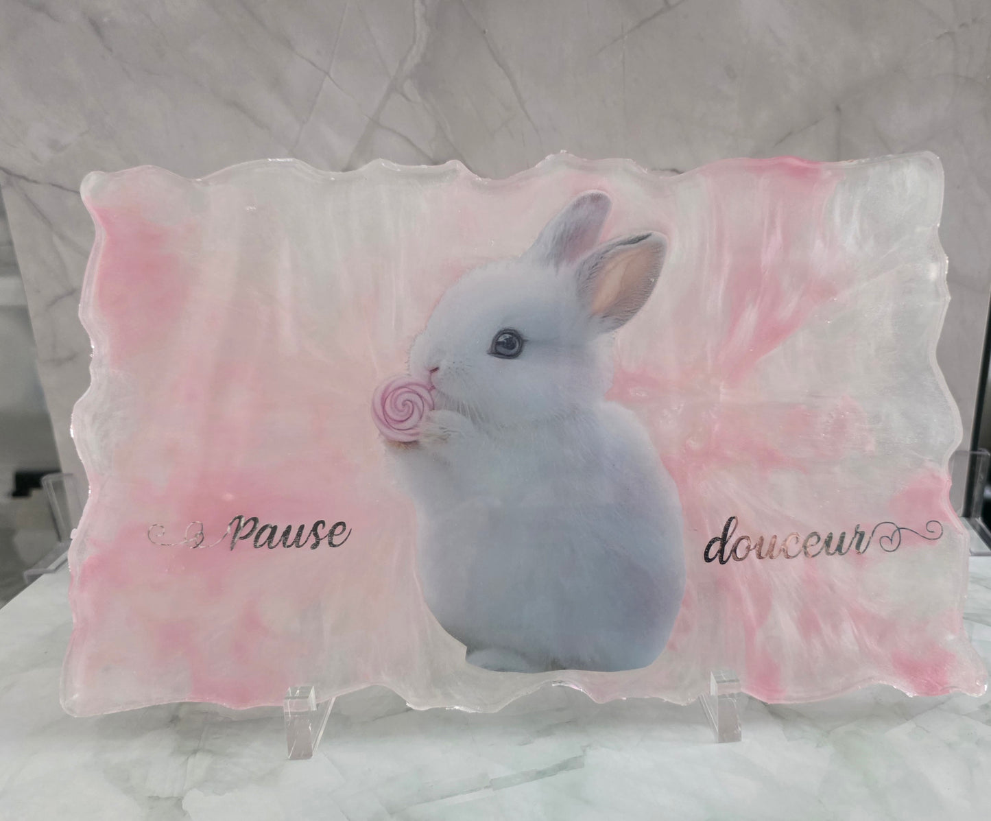 Plateau déco “Pause douceur” – Création artisanale en résine