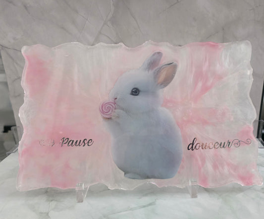 Plateau déco “Pause douceur” – Création artisanale en résine