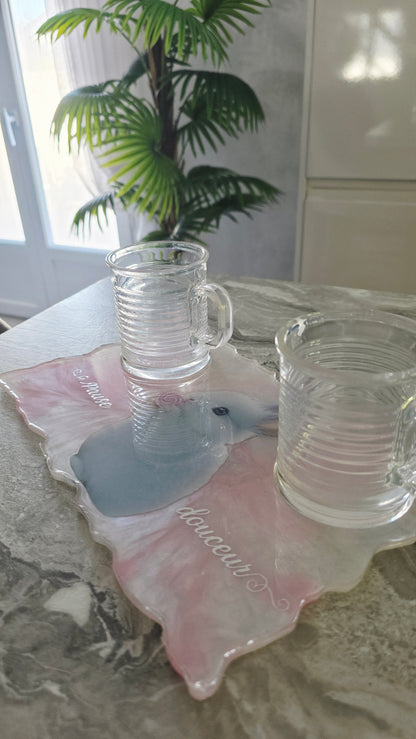 Plateau déco “Pause douceur” – Création artisanale en résine