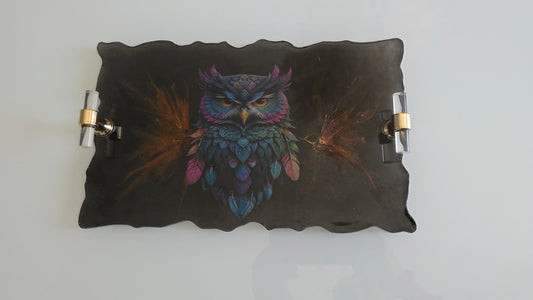 Hibou mystique - plateau en résine