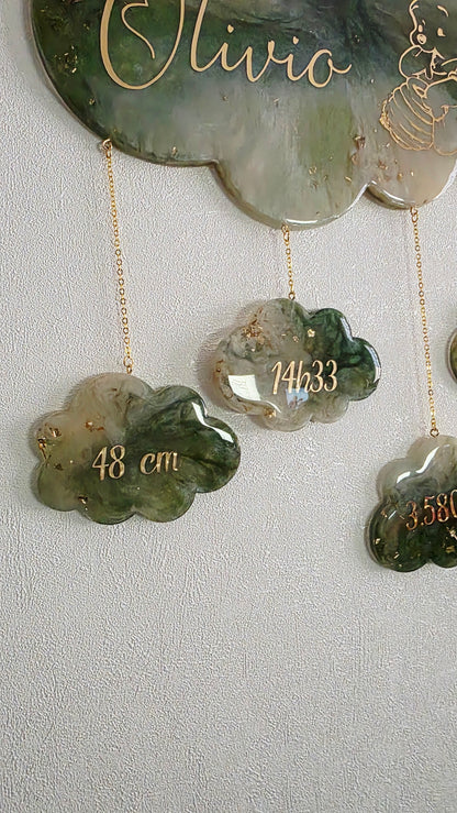 Cadre Nuage suspendu de Naissance Personnalisable – Fait main en résine