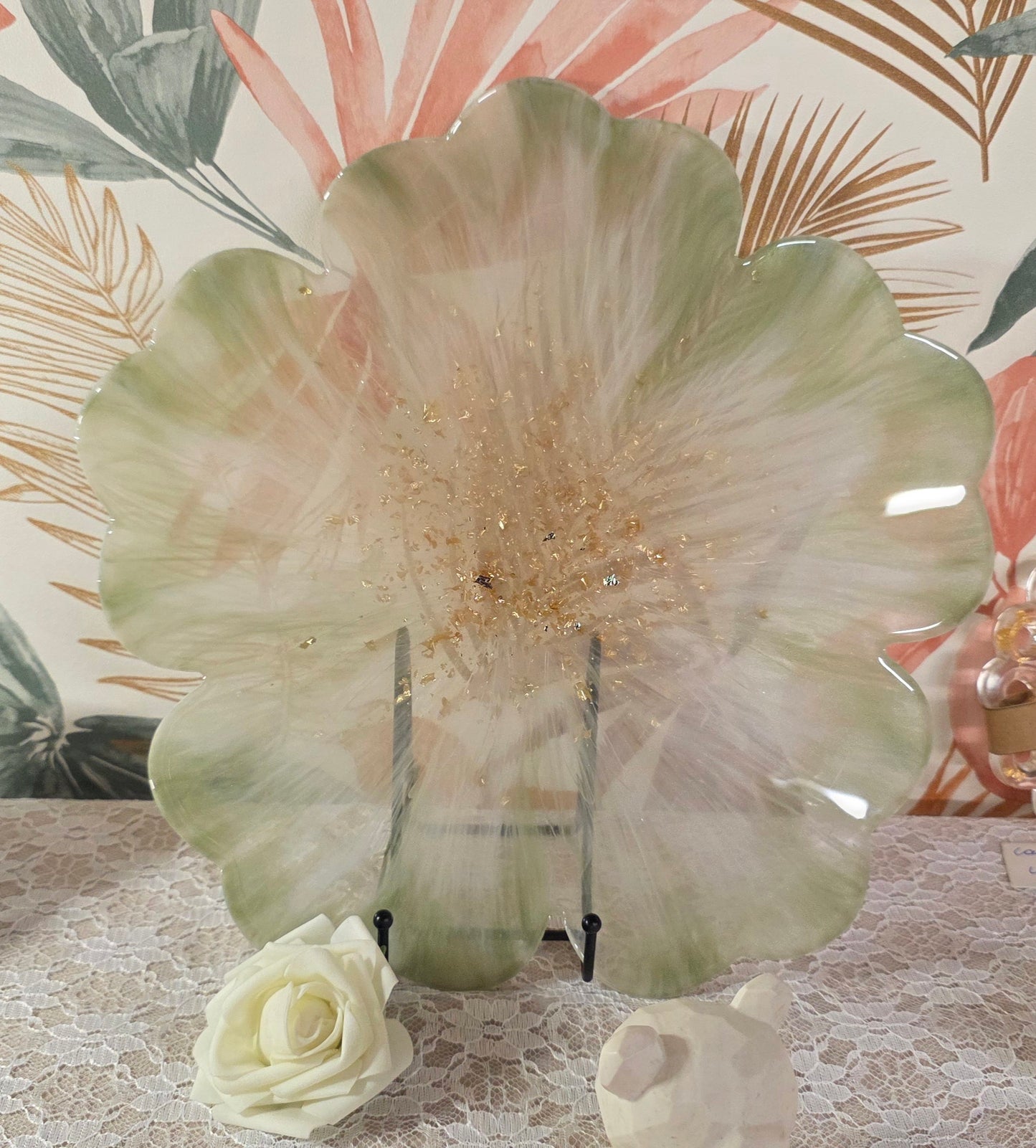 Plat décoratif effet fleur en résine – Multi-usages