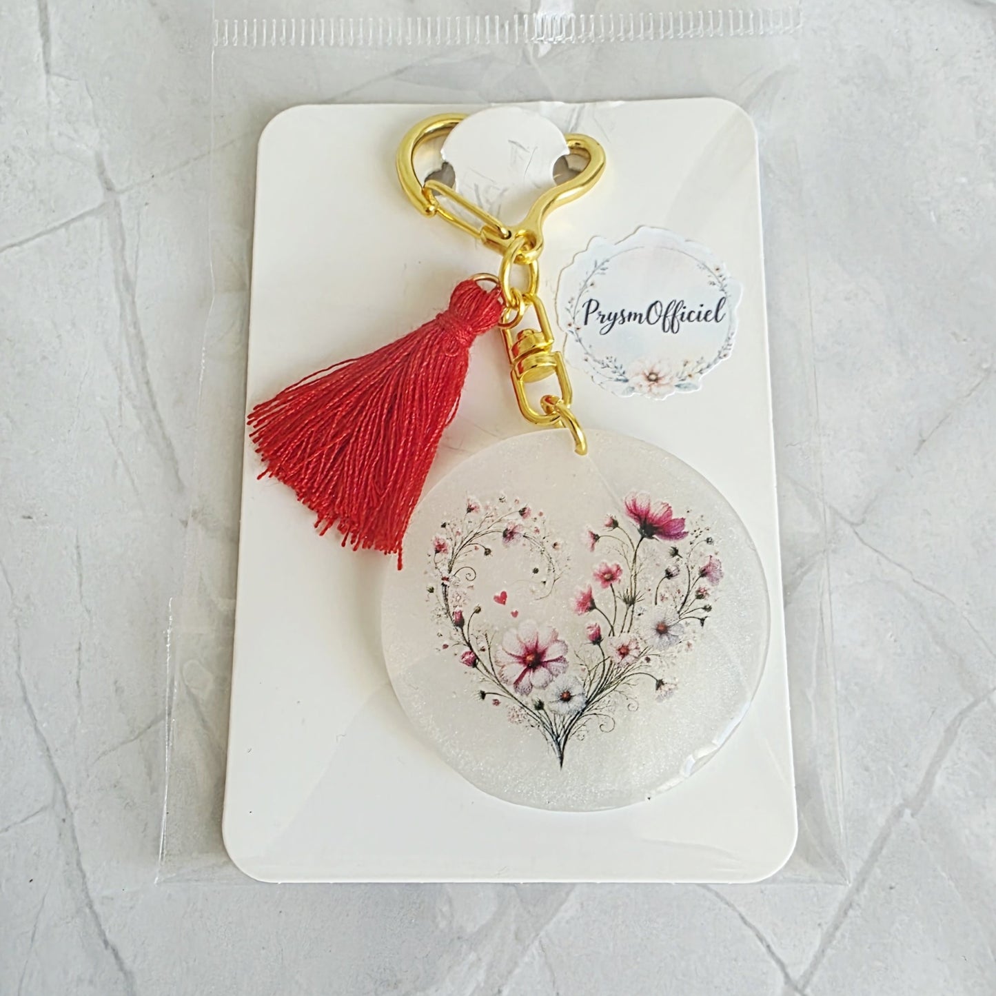 Porte clés  – édition coeur fleuri