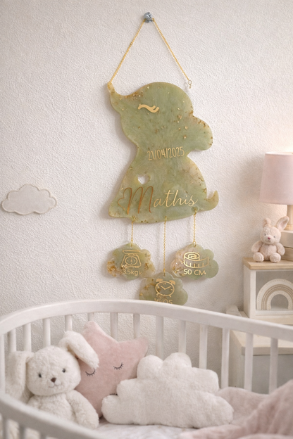 Cadre Eléphant suspendu de Naissance Personnalisable