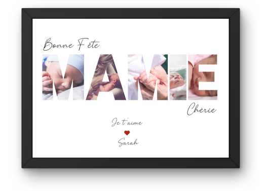 Cadre photo personnalisé MAMIE – Cadeau fête des grands-mères ou d’anniversaire