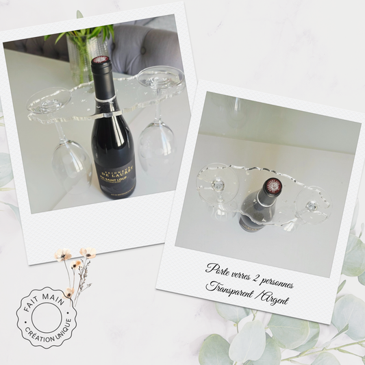 Support à verres artisanal pour couple  –  Création fait main pour apéro à deux