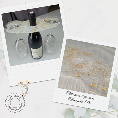 Support à verres artisanal pour couple  –  Création fait main pour apéro à deux