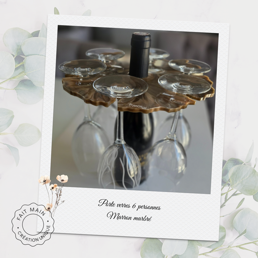 Support à verres artisanal pour 6 verres – Création fait main pour apéritif convivial