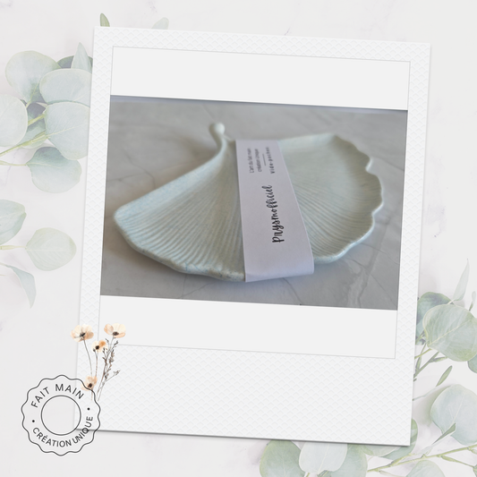 Vide-poche décoratif en minéral – Feuille de Ginkgo